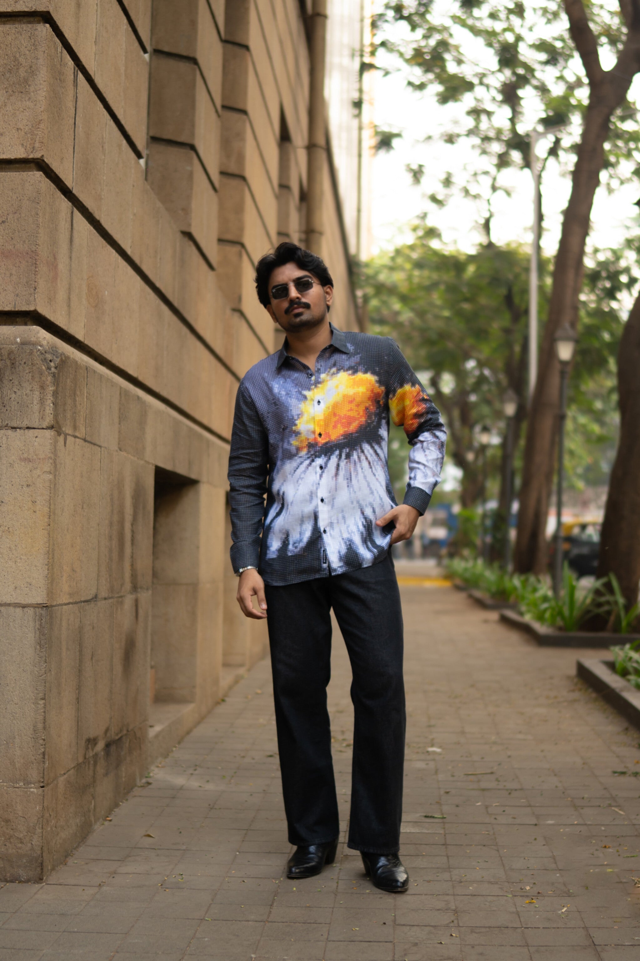 Trending Blazing Mosaic Printed Pure Linen Shirt - AddysForMen®