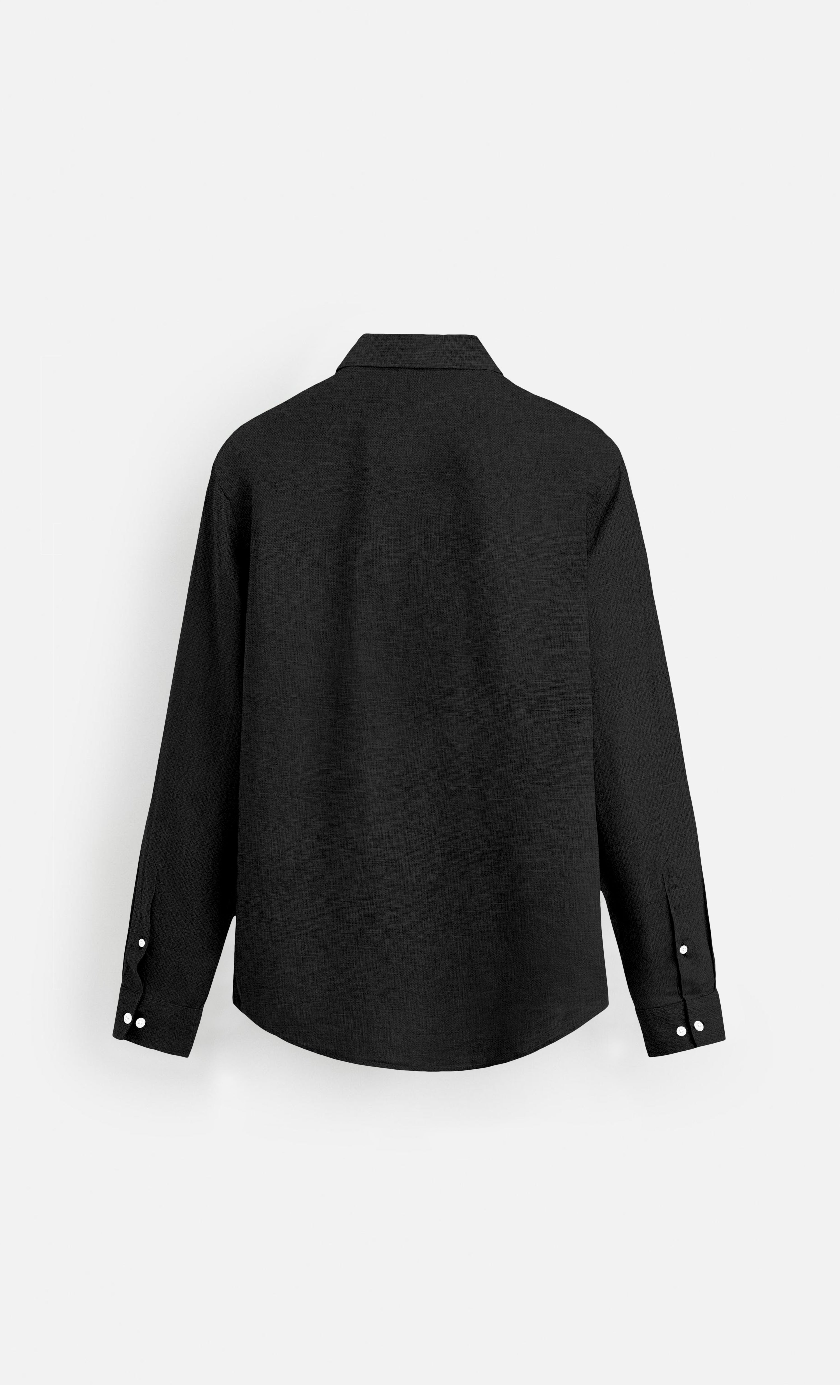 Classic Black Pure Linen full Sleeve Shirt - AddysForMen®