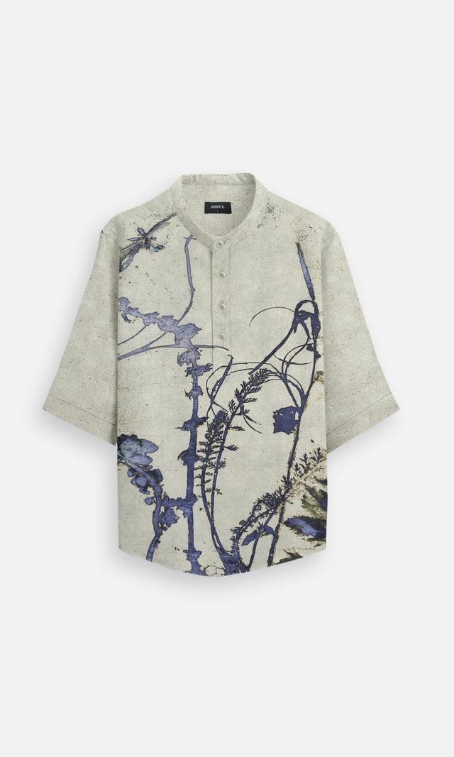 Rusty Lavender (Pure Linen Kurta Style Shirt) - AddysForMen®️