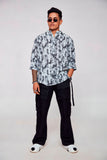 Ethnic Elegance : Majestic Melange of Culture and Colour - Pure Linen 3/4 Sleeve Kurta Style Shirt