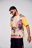 Spirit of India : Tapestry of Culture on Your Chest - Oversize Linen Tshirt