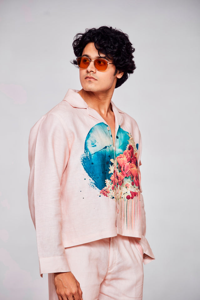 Blossom Dreams : Pure Linen Crop Length Jacket