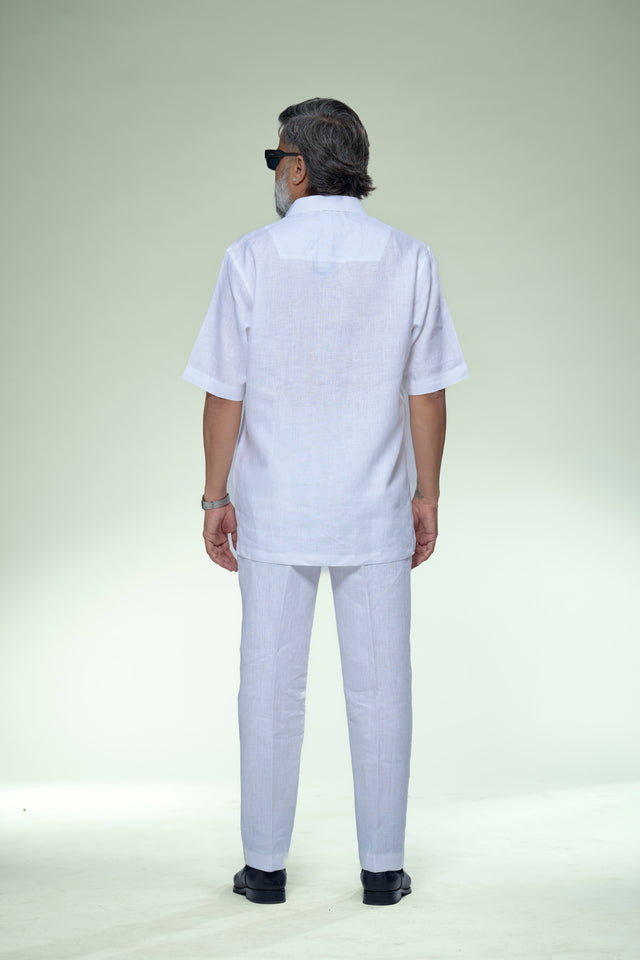 Classic Pintuck Detailed Pure Linen Short Sleeve Shirt – AddysForMen®️