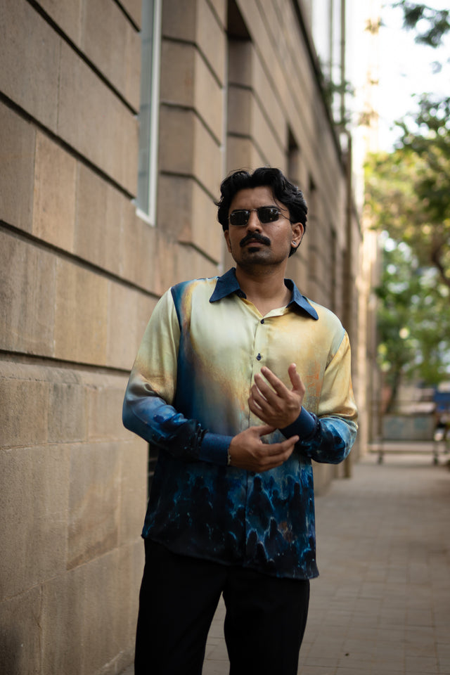 Golden Dusk Pure Bemberg Satin Full Sleeve Shirt
