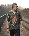 Cheetah Savanna Roar Pure Bemberg Satin Shirt, shirt for men, shirt for women, shirts for men, shirts for women, Short Sleeve shirt, satin Pure Bemberg shirt, beach wear shirt, party wear shirt