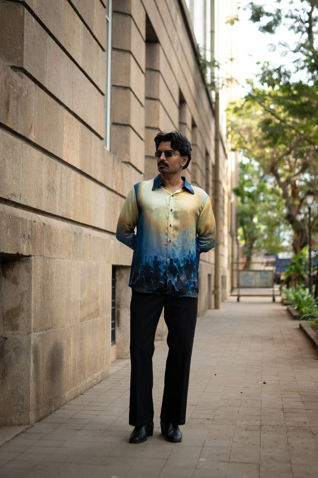 Golden Dusk Pure Bemberg Satin Full Sleeve Shirt