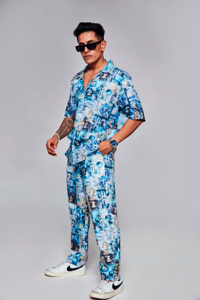 Checkmate Printed Shirt - Pure Linen Cuban Coller Shirt