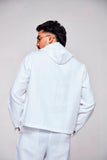 Ethereal Finesse : Pure Linen Crop Length Hoodie