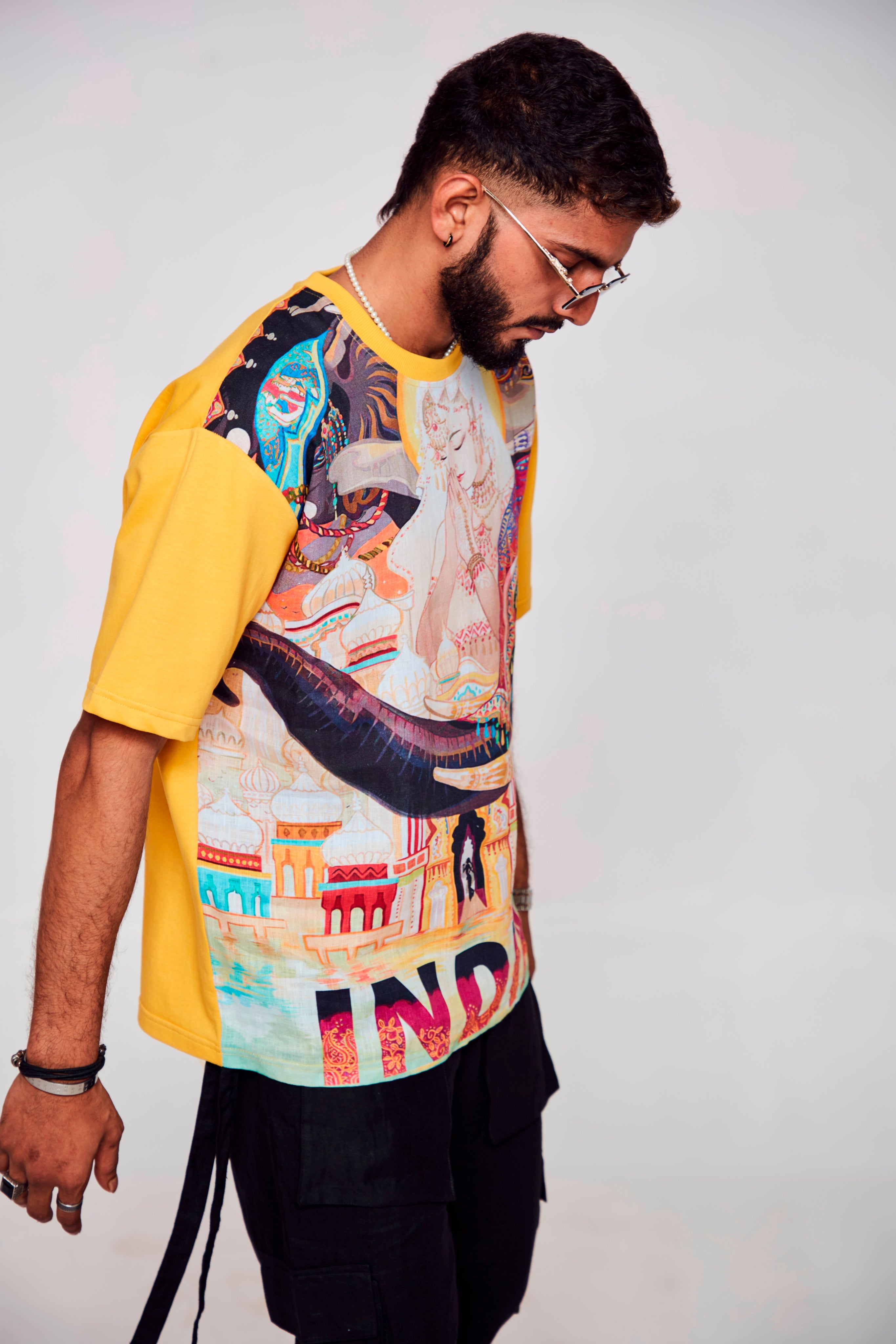 Spirit of India : Tapestry of Culture on Your Chest - Oversize Linen Tshirt