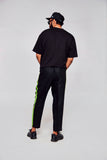 Black and Strap :Pure Linen Loose Tapered Fit Pant
