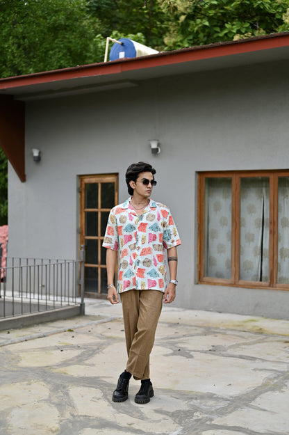 "Havana Rhythms : Embrace the Lively Fusion of Colors with Cuban Collar Shirt"