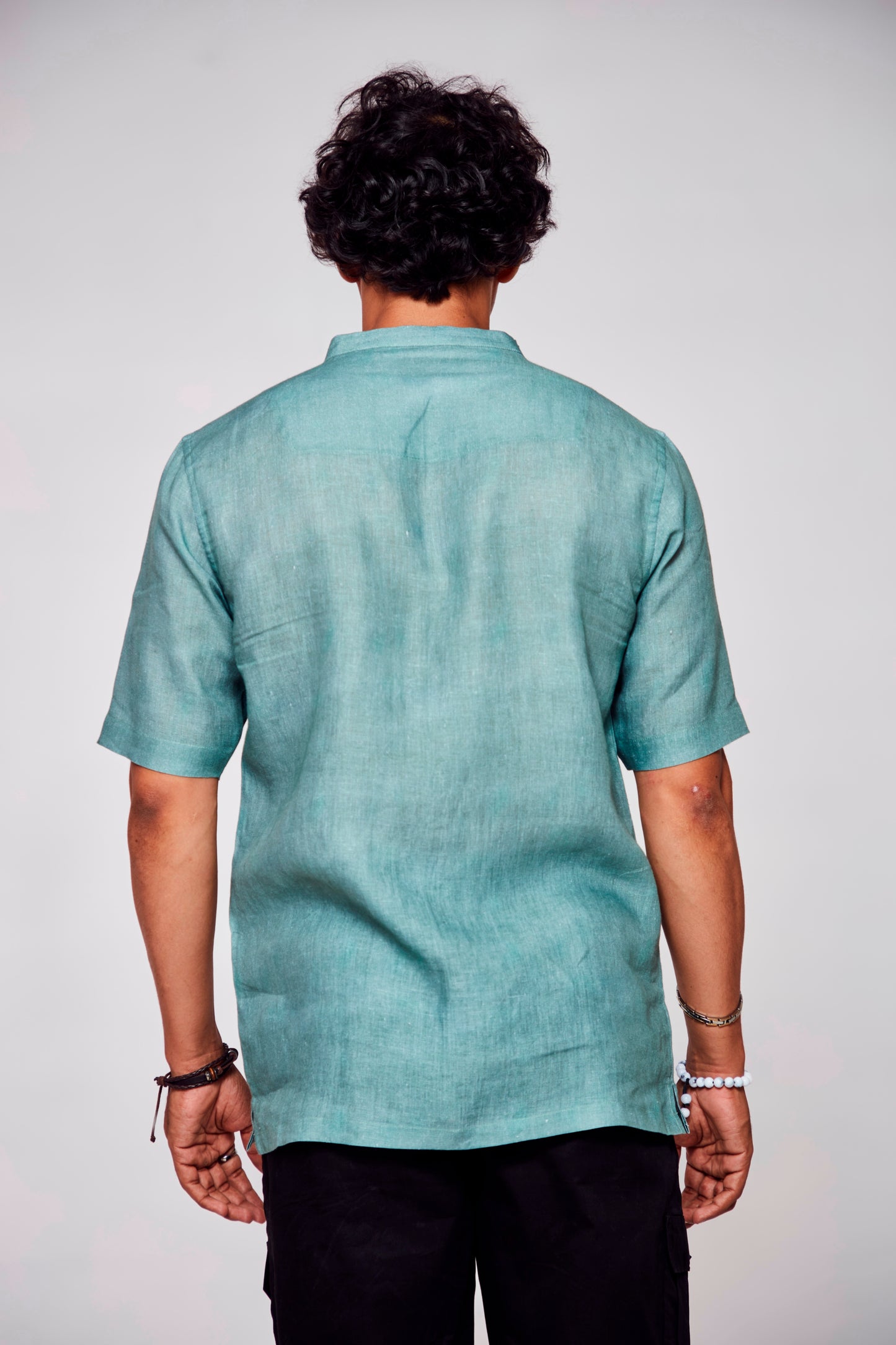 Feminine Fusion : Blending Technology and Beauty - Pure Linen Short Sleeve Shirt