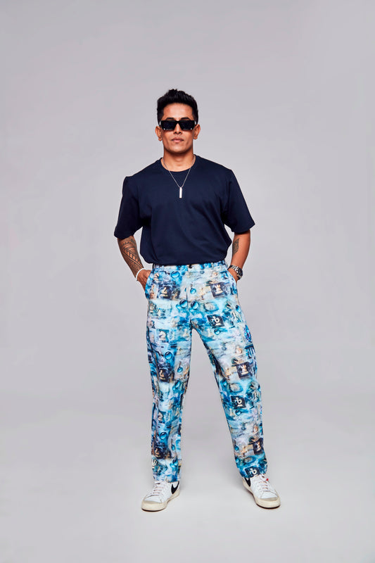 Ocean chess: Pure Linen Loose Tapered Fit Pant