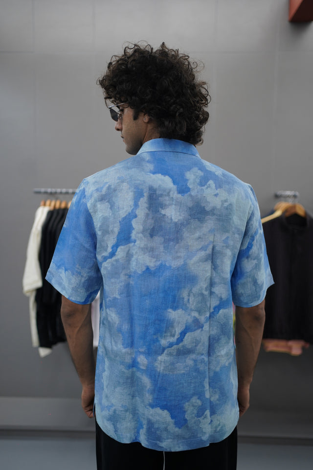 The Midnight Spectrum: Digital Art Pure Linen Short Sleeve Shirt – AddysForMen®️