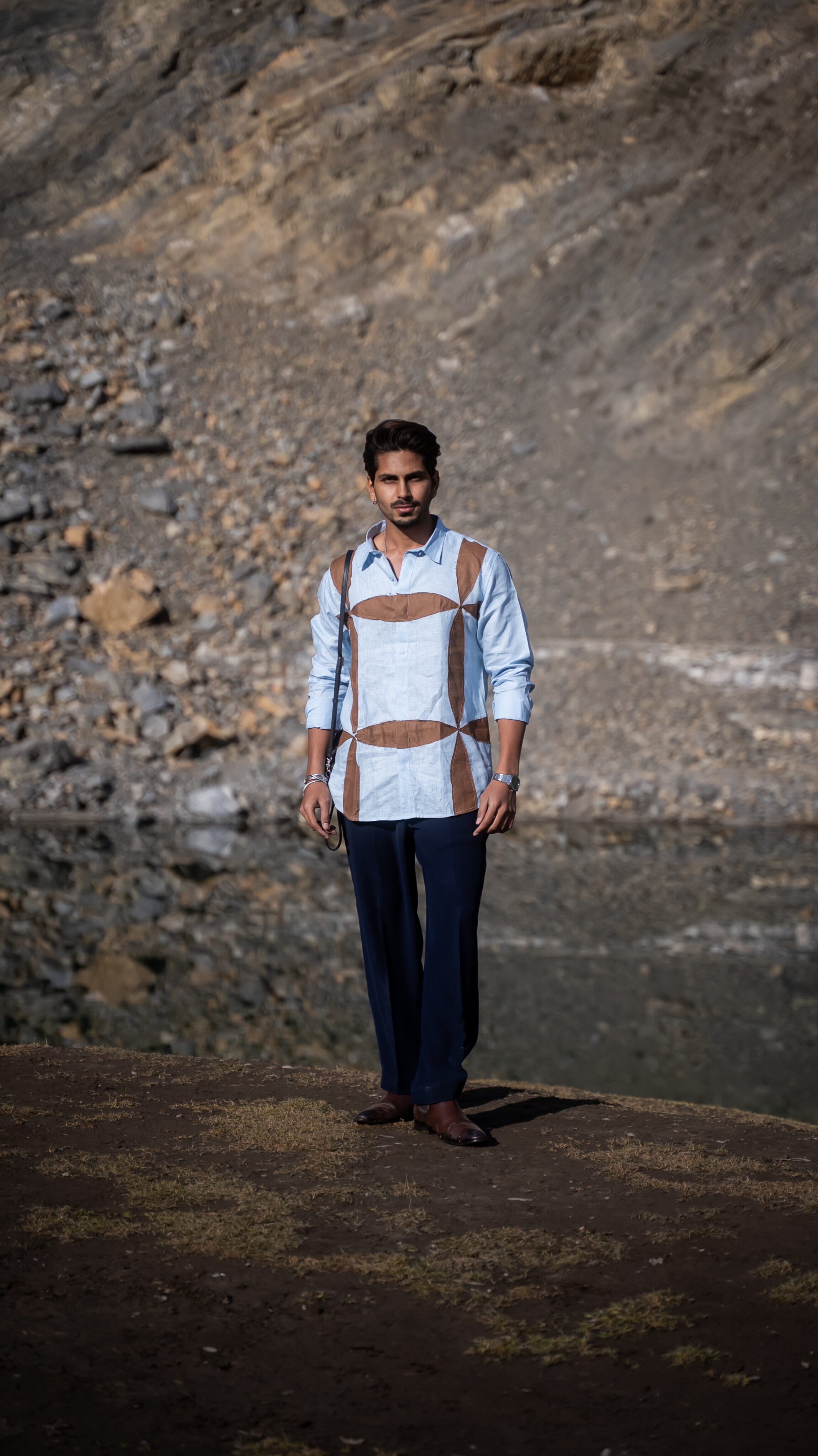 Vintage Grid Pure Linen Designer Shirt