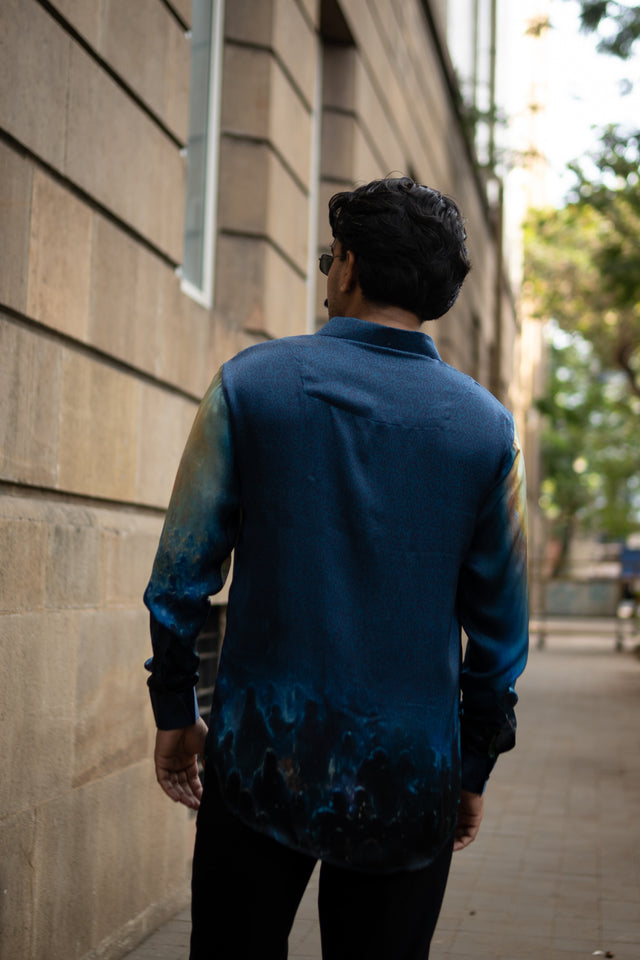 Golden Dusk Pure Bemberg Satin Full Sleeve Shirt