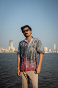Grey Colour shirt, Smoke Wave Pure Linen Shirt, Digital Printed Shirt, shirt for men, shirt for women, shirts for men, shirts for women, Long Sleeve shirt, satin Pure Linen shirt, beach wear shirt, party wear shirt