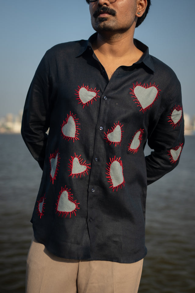 Stitched Love Pure Linen Designer Shirt