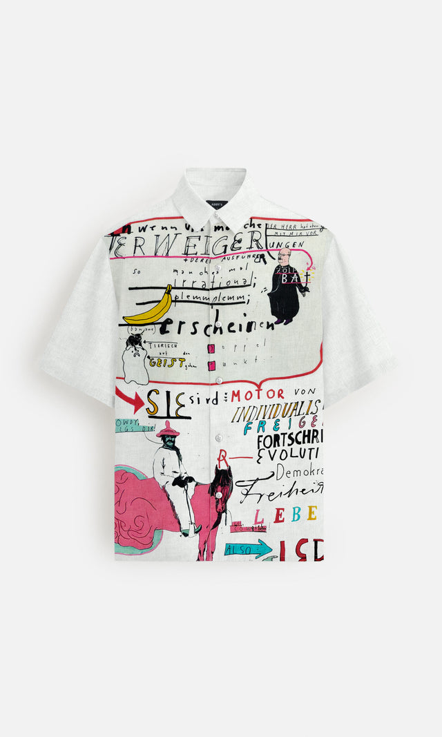 The Bold Expression Printed Pure Linen Short Sleeve Shirt Unisex