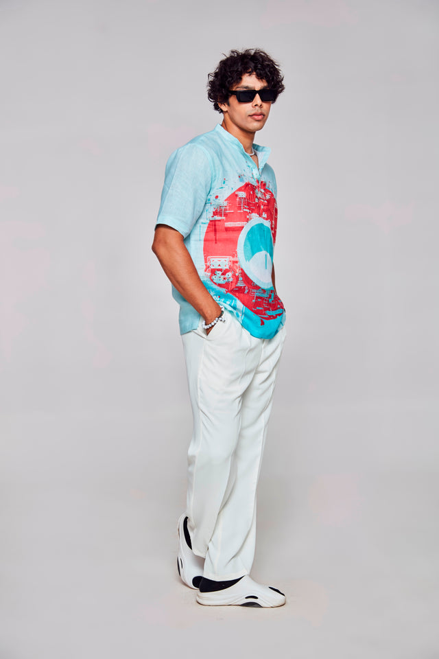 Tech Enthusiast : Boundless Creativity - Pure Linen Short Sleeve Kurta