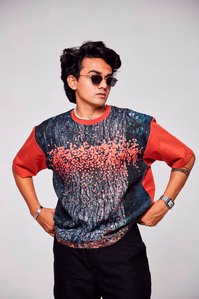 Sylvan Symphony : Tapestry of Majestic Tree Revelry - Oversize Linen Tshirt