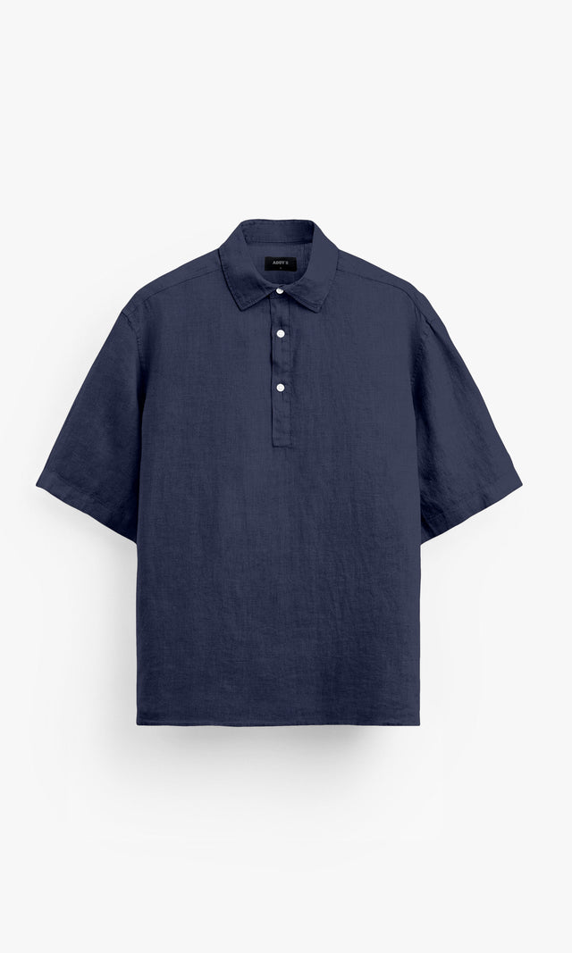 Deep Navy polo shirt Pure Linen Shirt, Office Wear, Regular Wear, Formal Wear, Digital Printed Shirt, shirt for men, shirt for women, shirts for men, shirts for women, Short Sleeve shirt, satin Pure Linen shirt, beach wear shirt, party wear shirt