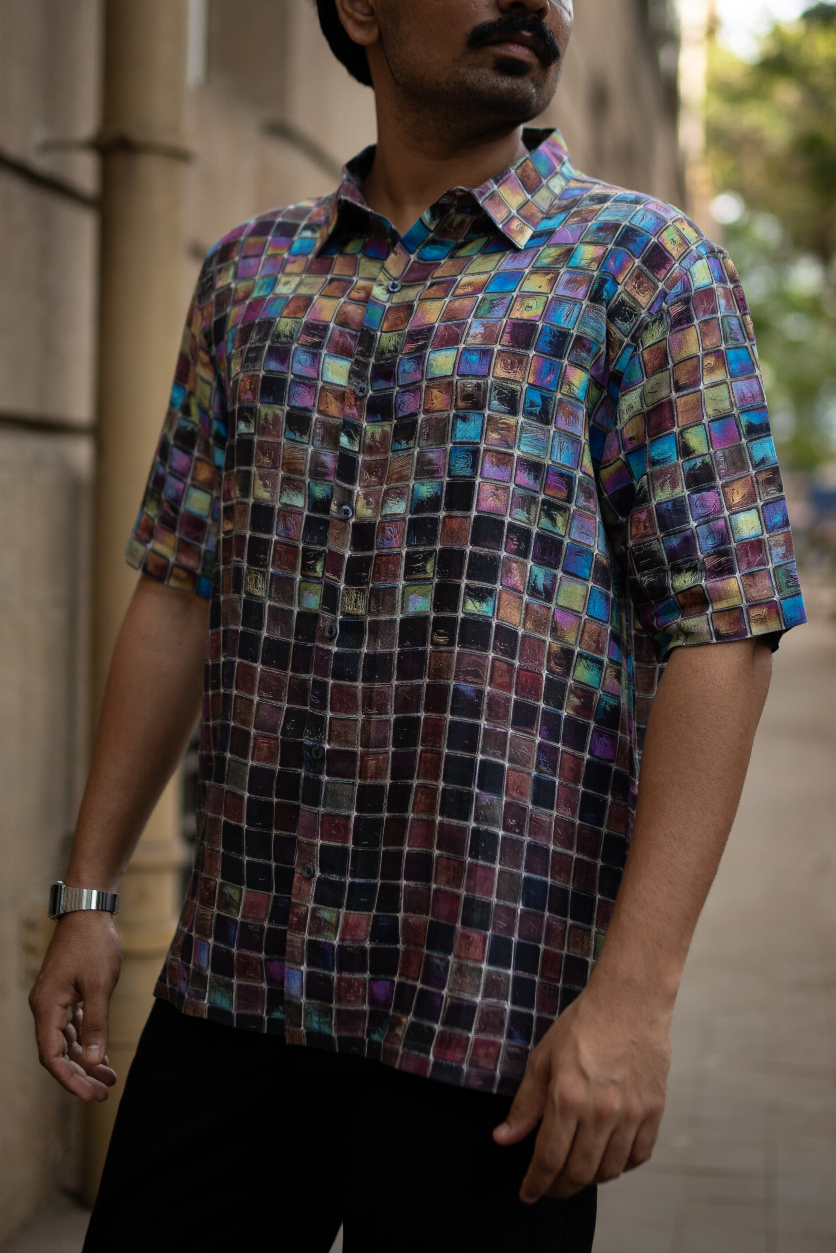 Urban Spectrum Pure Satin Linen Short Sleeve Shirt