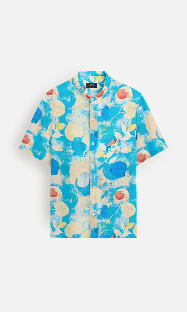 Aqua Bloom (Pure Linen Short Sleeve Shirt) – AddysForMen®️