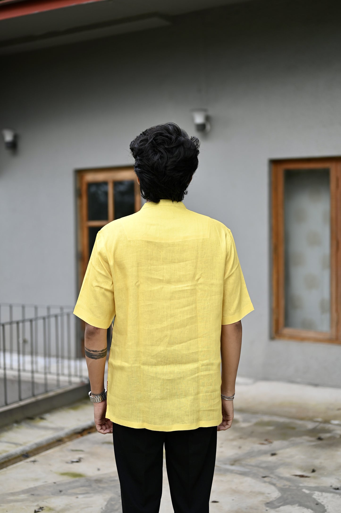 Sunshine Shades : Vibrant Yellow Hues Pure Linen Shirt