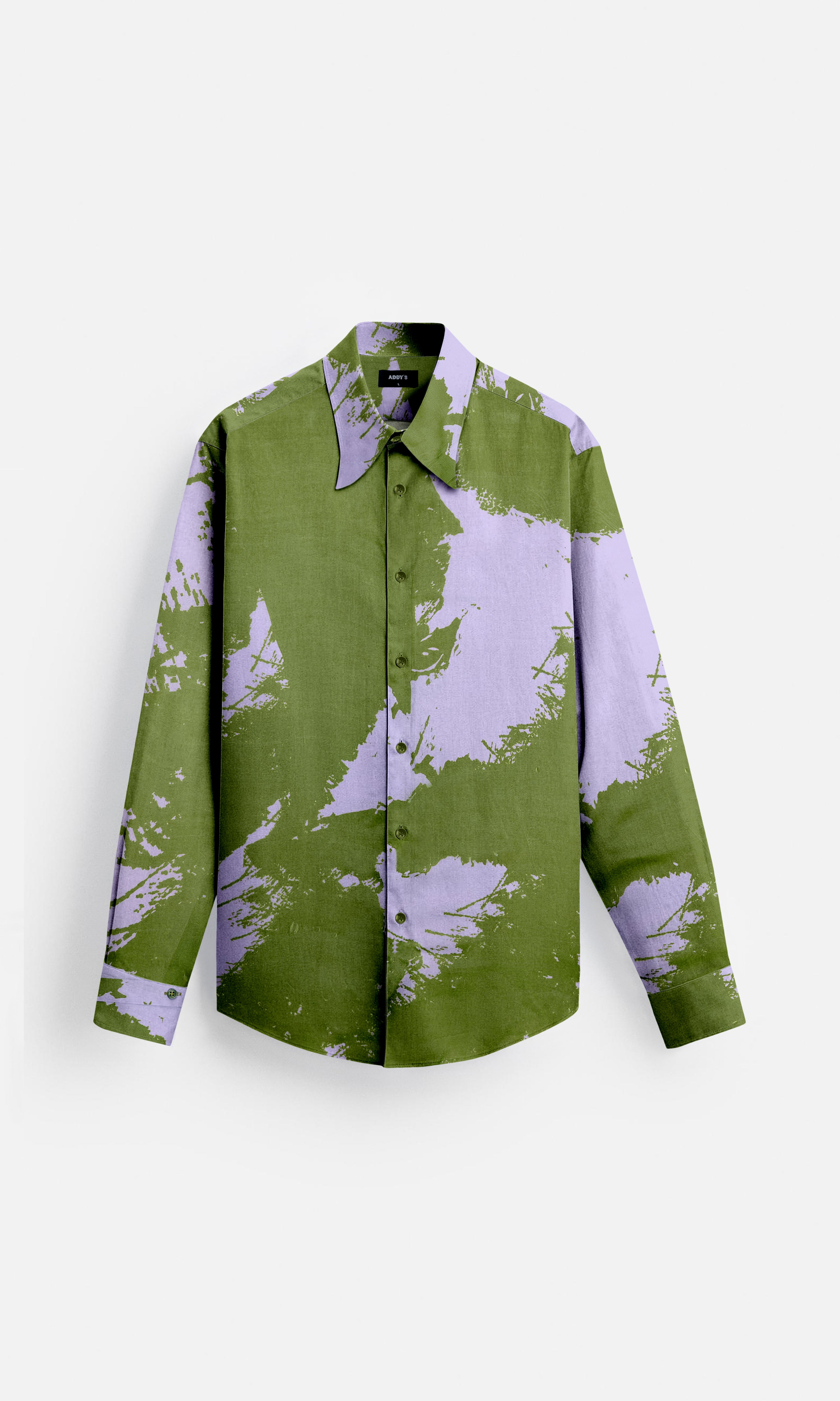 Green Splash Pure Bemberg Satin Full Sleeve Shirt
