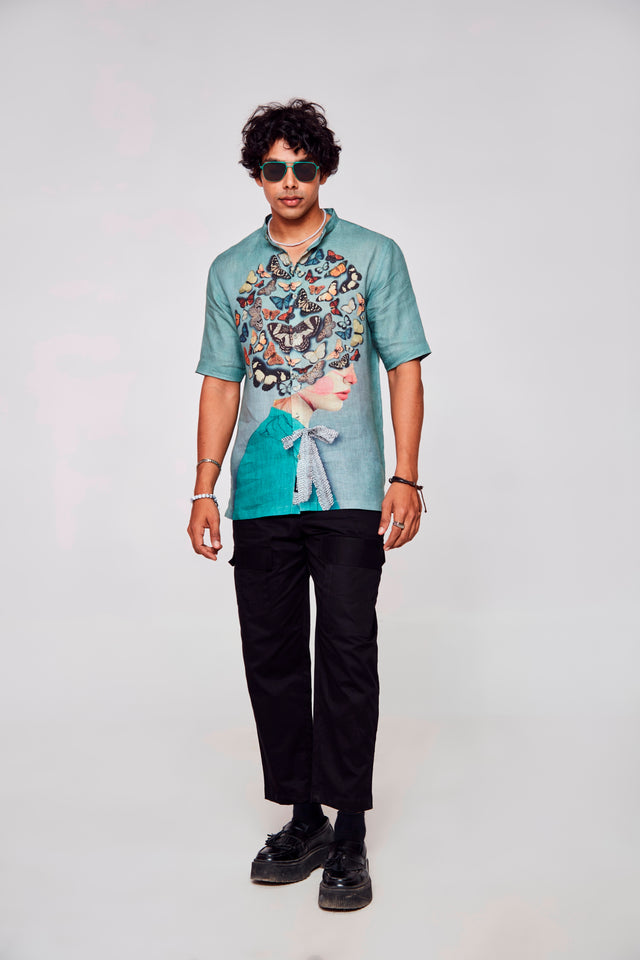 Feminine Fusion Pure Satin Linen Shirt, shirt for men, shirt for women, shirts for men, shirts for women, Short Sleeve shirt, satin Pure Satin Linen shirt, beach wear shirt, party wear shirt