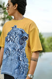 "Fearless Grizzy : Powerfull nature of 3D bear Oversize Linen Tshirt"
