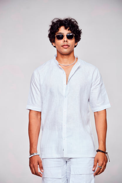 Tech Portrait : Connection to Human Creativity and Work - Pure Linen Short Sleeve Shirt