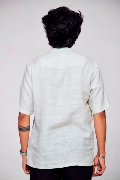 Binary Bliss : Unveiling the Magic - Pure Linen Short Sleeve Shirt