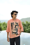 "Radiant Finesse : Youthfull Energy with an Orange 3/4 Sleeve Kurta Style Shirt"