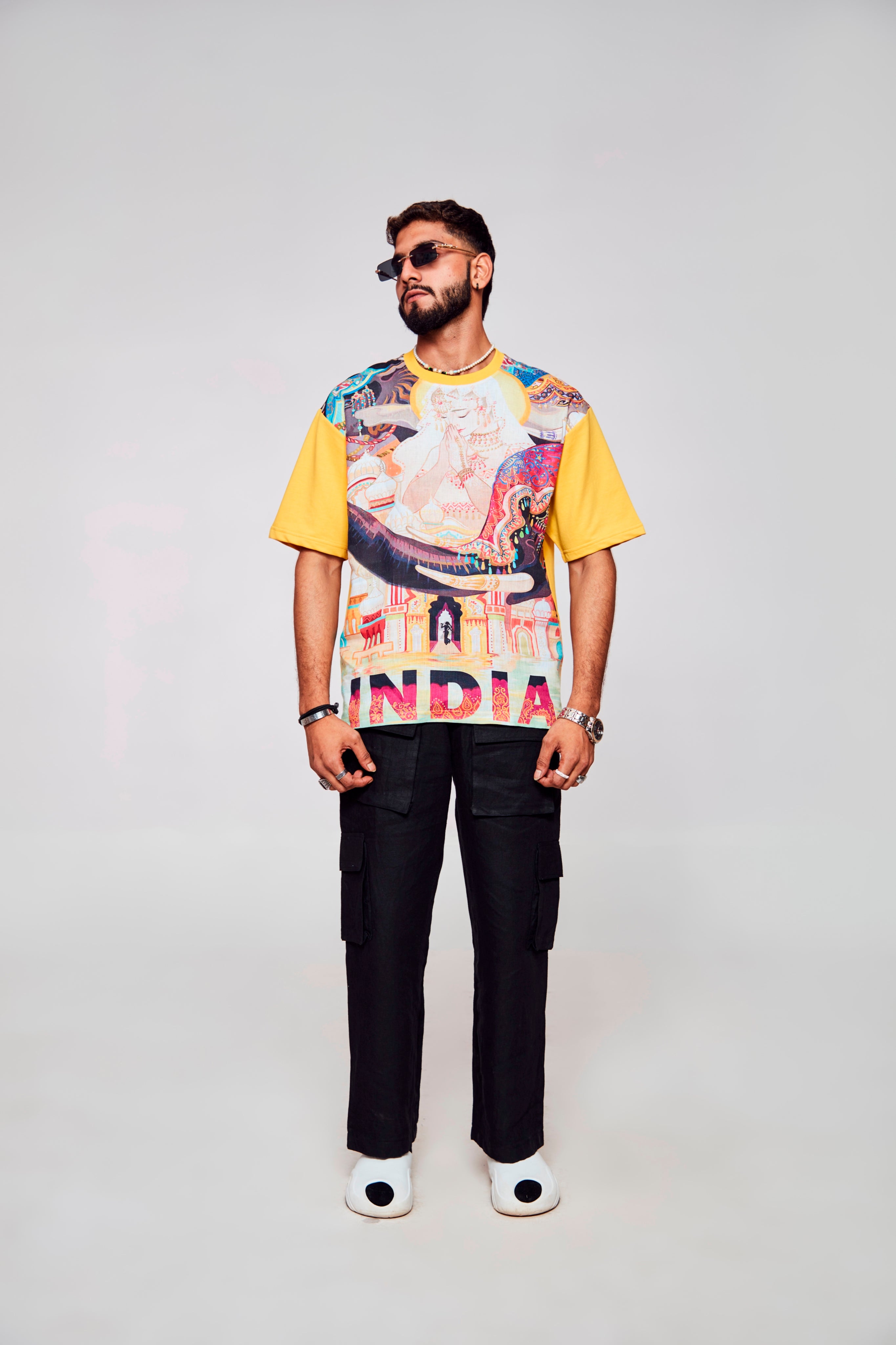 Spirit of India : Tapestry of Culture on Your Chest - Oversize Linen Tshirt