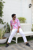 Artsy Pink (Pure Linen Kurta Style Shirt) - AddysForMen®️