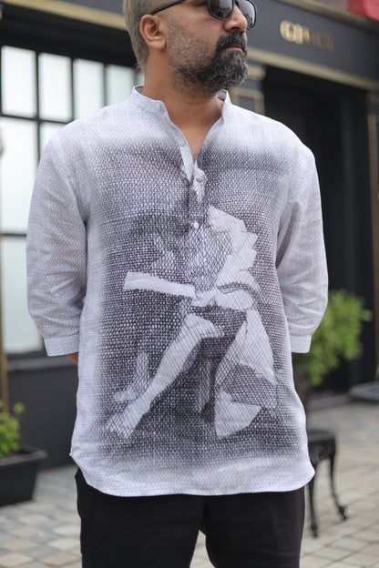 Artiest Love (Pure Linen Kurta Style Shirt) - AddysForMen®️