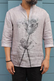 Spring Flower (Pure Linen Kurta Style Shirt) - AddysForMen®️