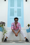 Artsy Pink (Pure Linen Kurta Style Shirt) - AddysForMen®️