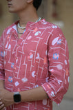 Pinaccle Abstract (Pure Linen Kurta Style Shirt) - AddysForMen®️