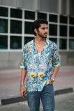 Ocean Flower (Pure Tencel Satin Cuban Coller Shirt) - AddysForMen®️