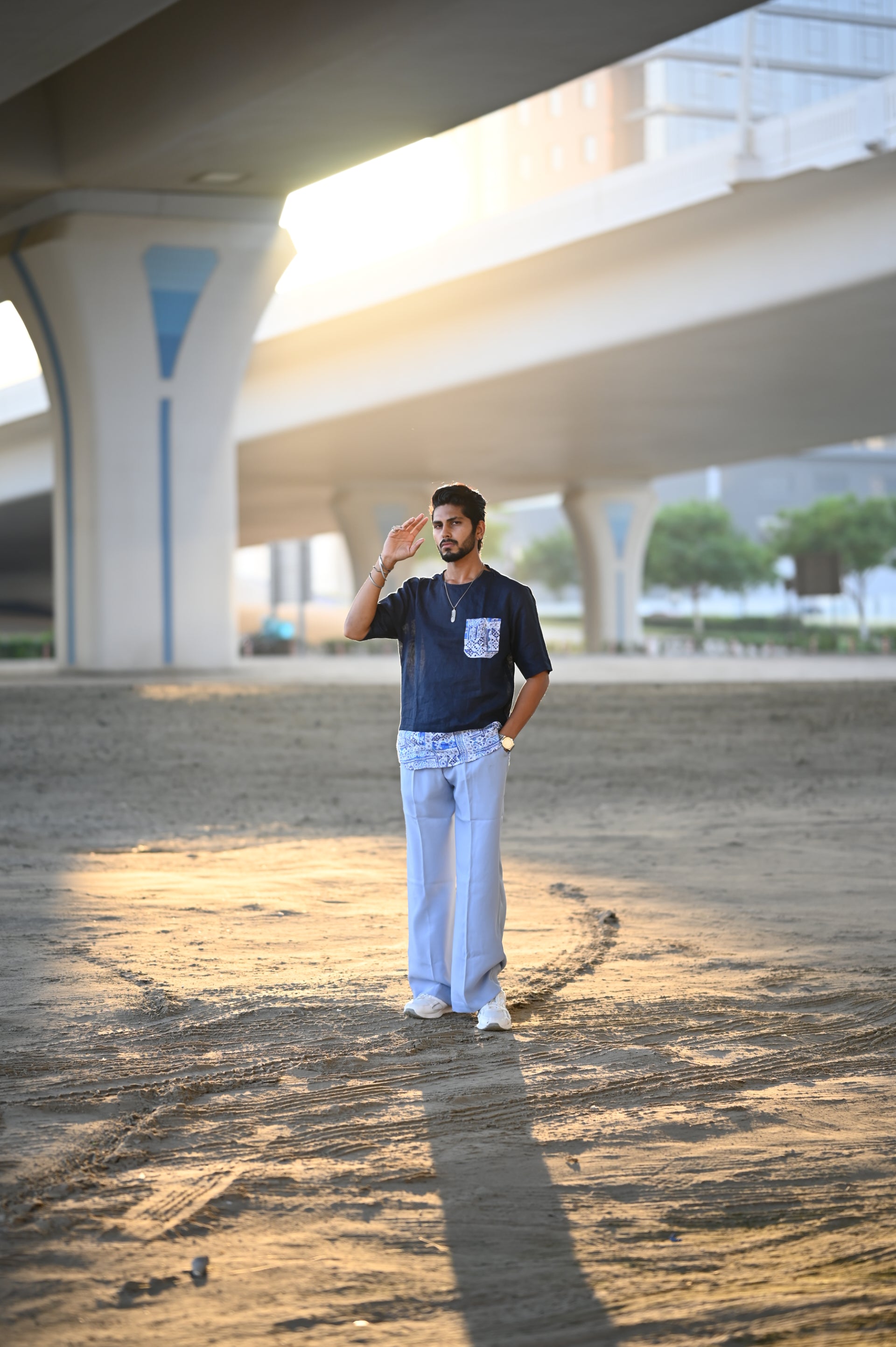 Blue Block (Pure Linen T-Shirt Style Shirt) - AddysForMen®️