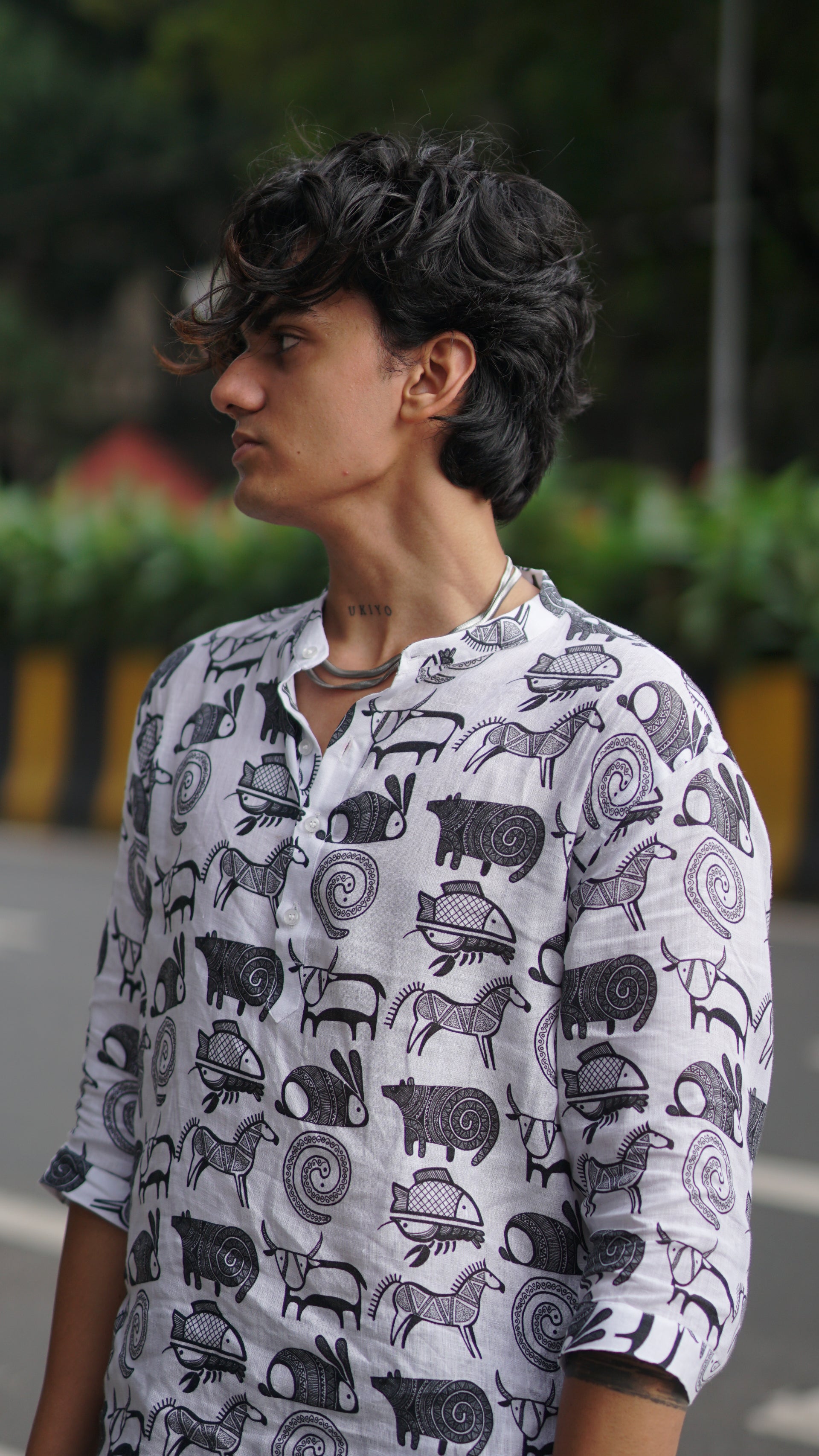 Animal Safari (Pure Linen Kurta Style Shirt) - AddysForMen®️