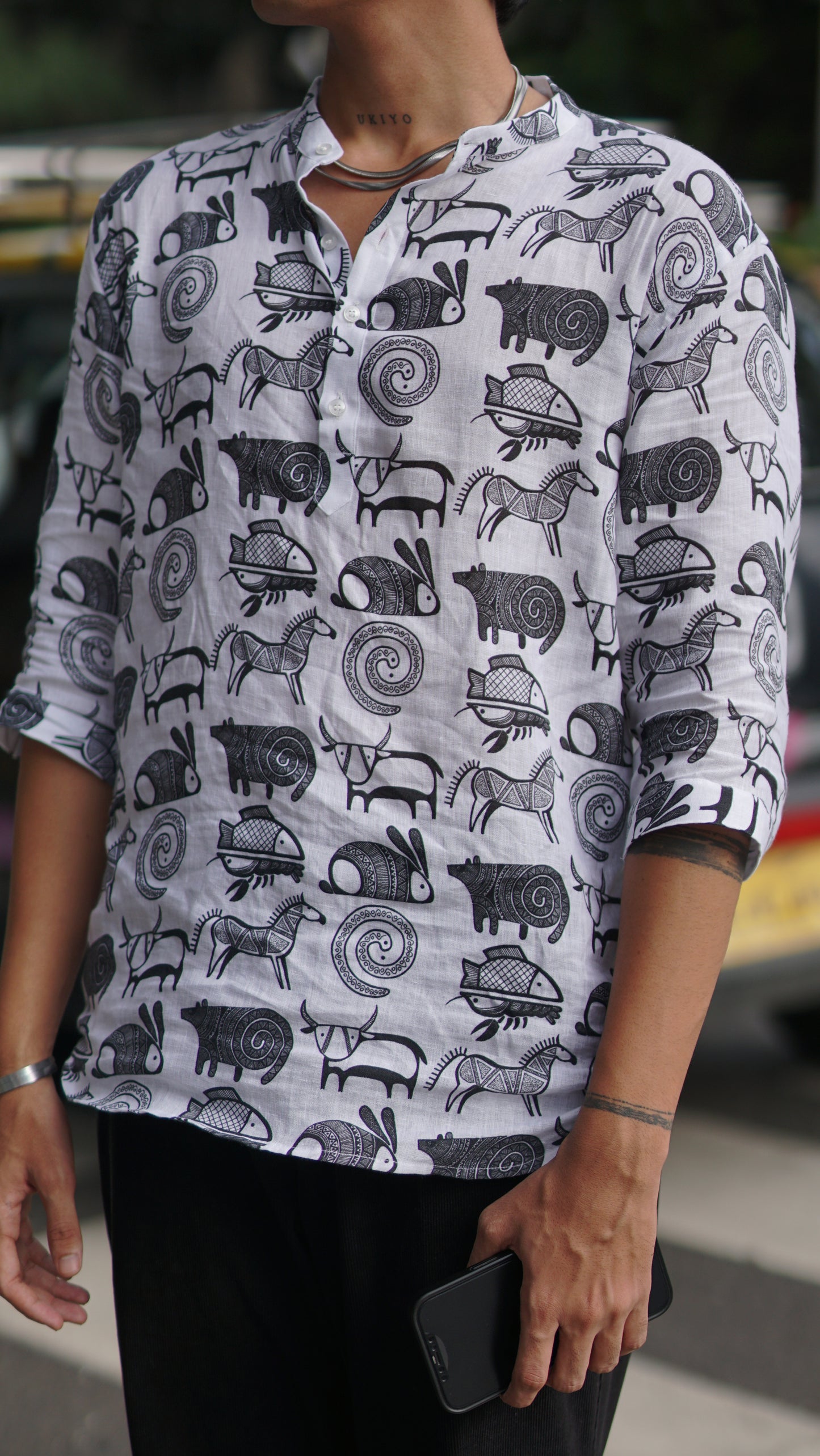 Animal Safari (Pure Linen Kurta Style Shirt) - AddysForMen®️