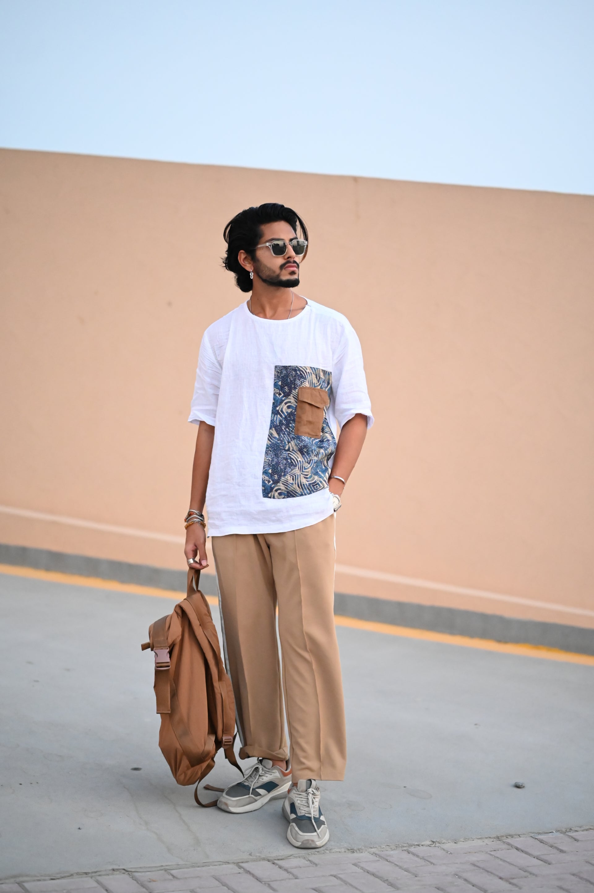 Brown Baddie (Pure Linen T-Shirt Style Shirt) - AddysForMen®️