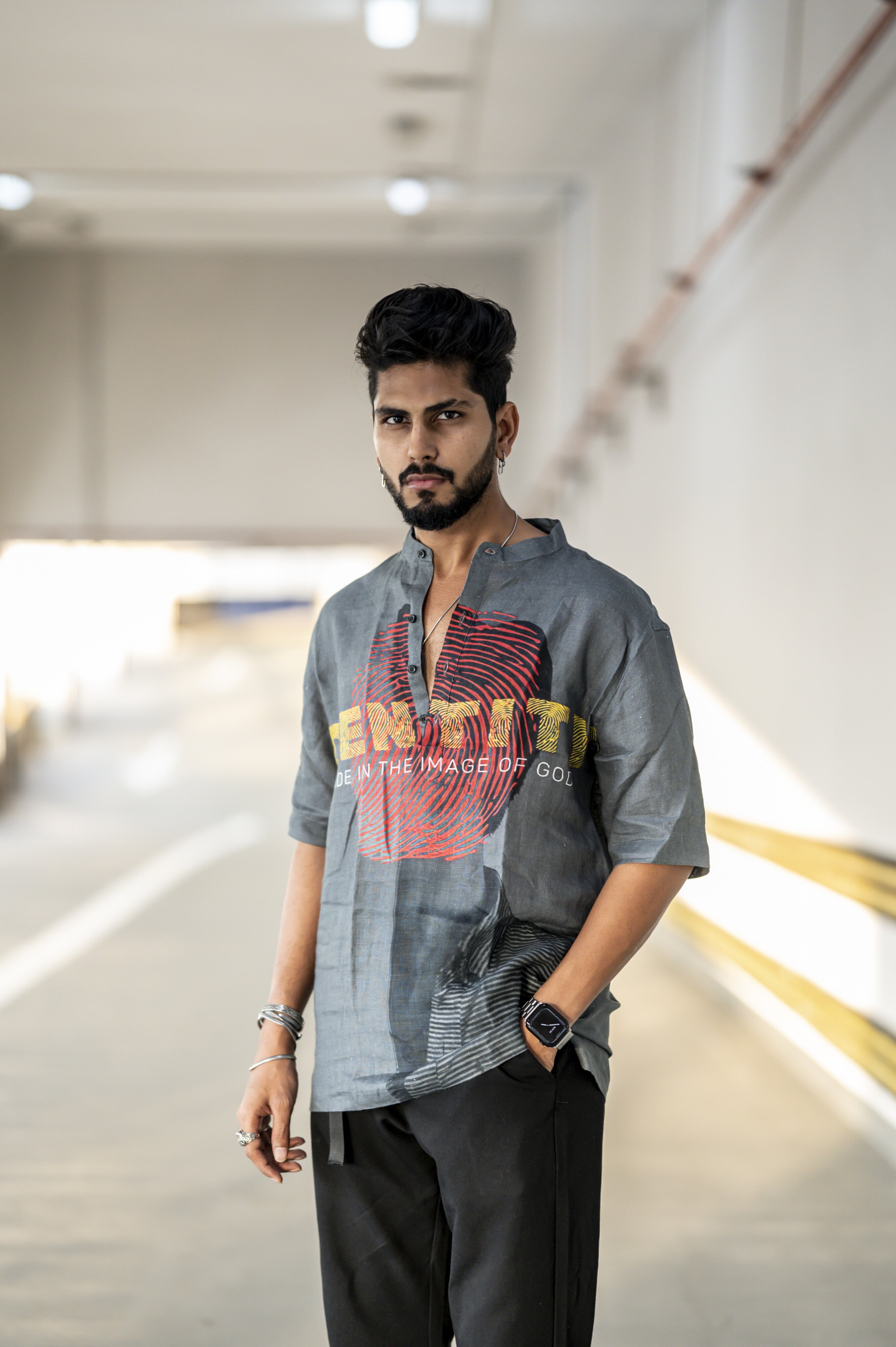 Identity (Pure Linen Kurta Style Shirt) - AddysForMen®️