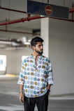 Polka Usurp (Pure Linen Kurta Style Shirt) - AddysForMen®️