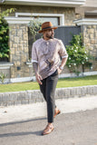 Extinct Beige (Pure Linen Kurta Style Shirt) - AddysForMen®️