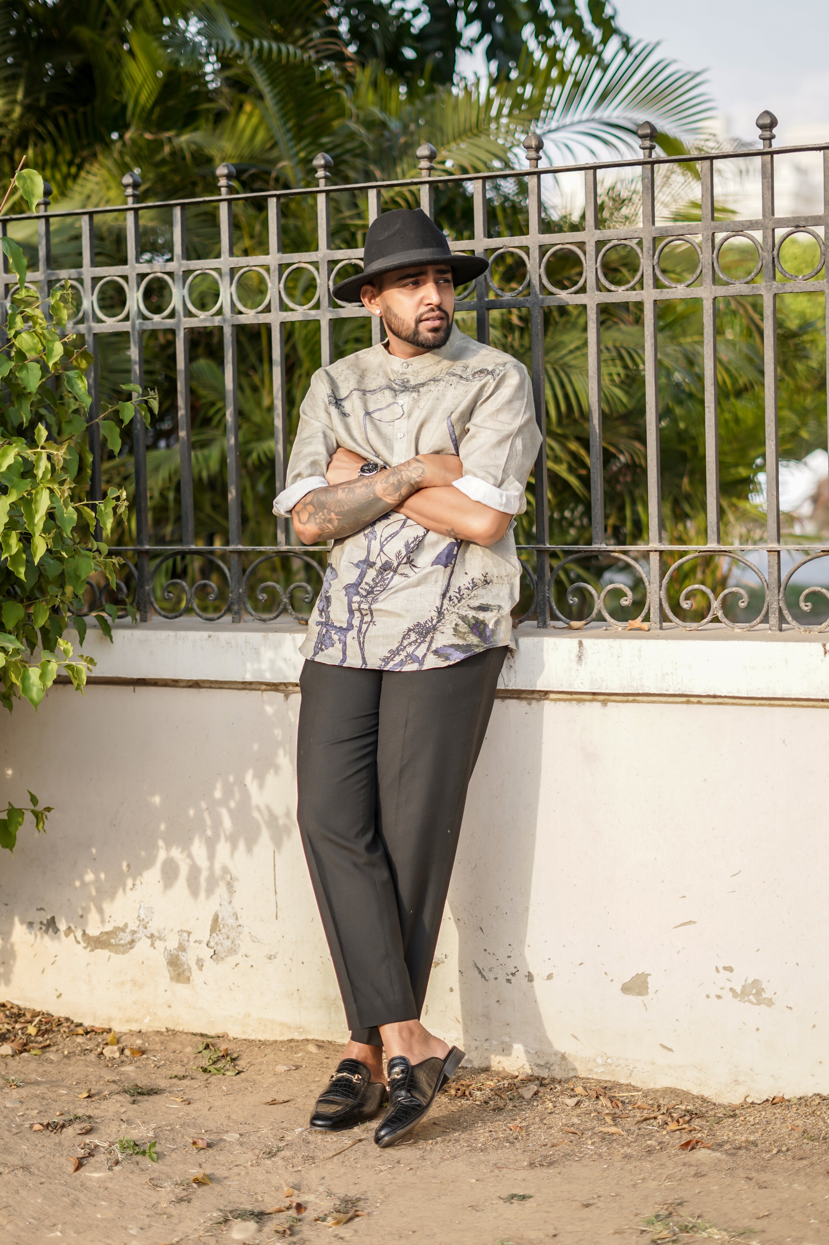 Rusty Lavender (Pure Linen Kurta Style Shirt) - AddysForMen®️